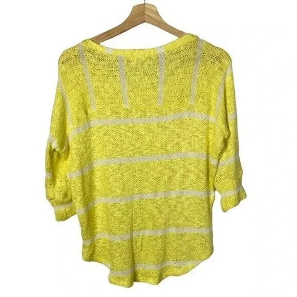 Splendid Bright Yellow Stripe Knit Half Sleeve Sweater XS - Picture 2 of 3